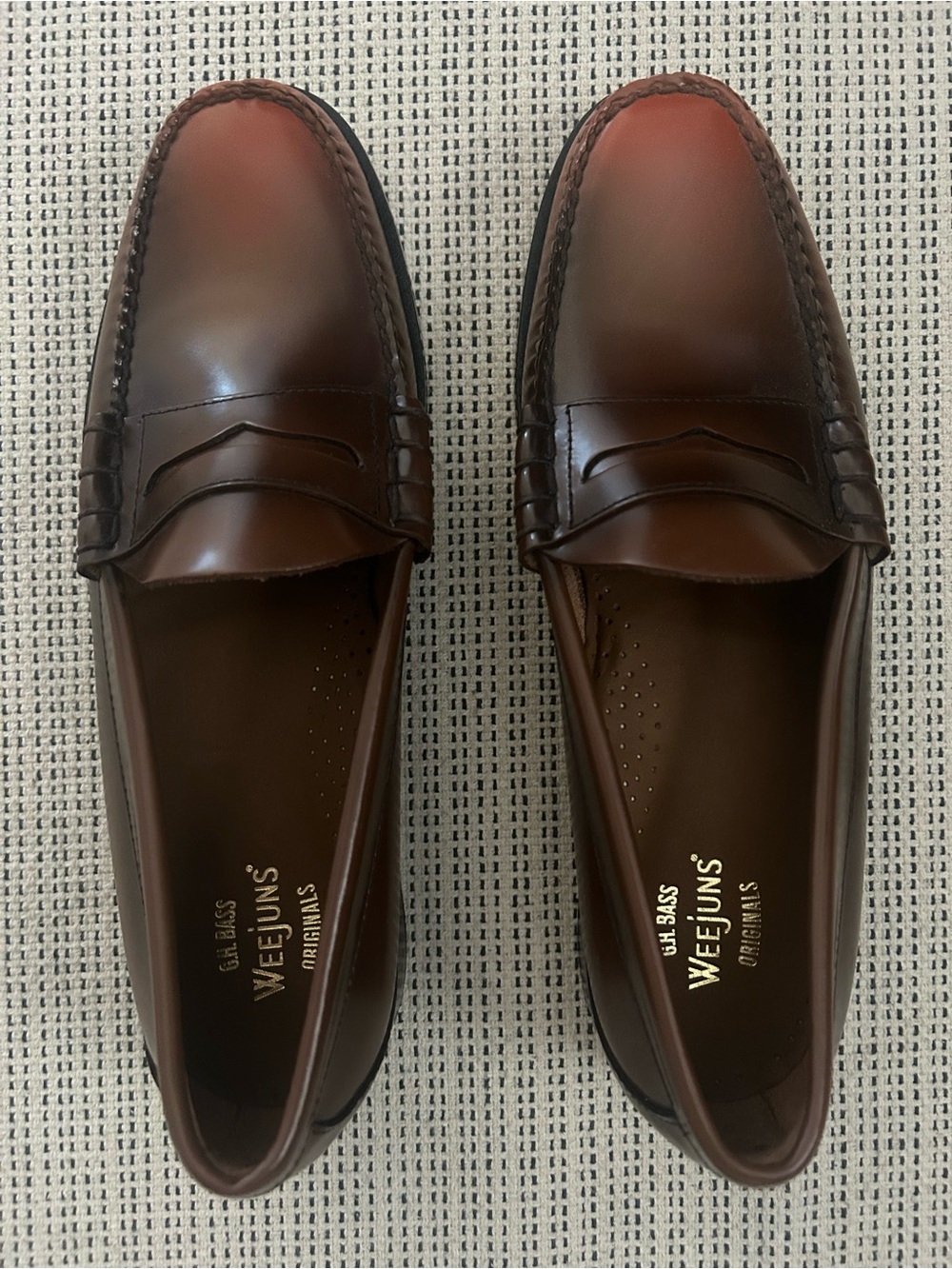 G.H. Bass & Co. Men's Brown Leather Penny Loafers - never worn.